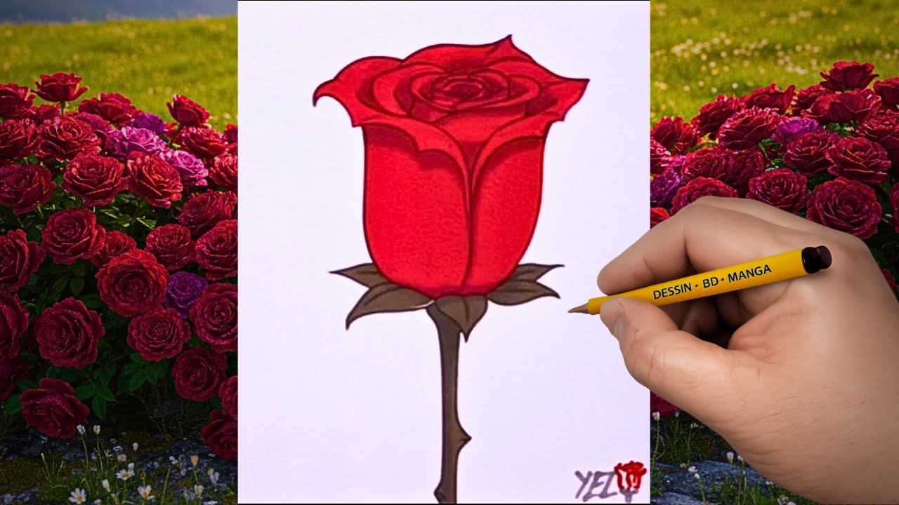 🌹 DESSIN de rose facile