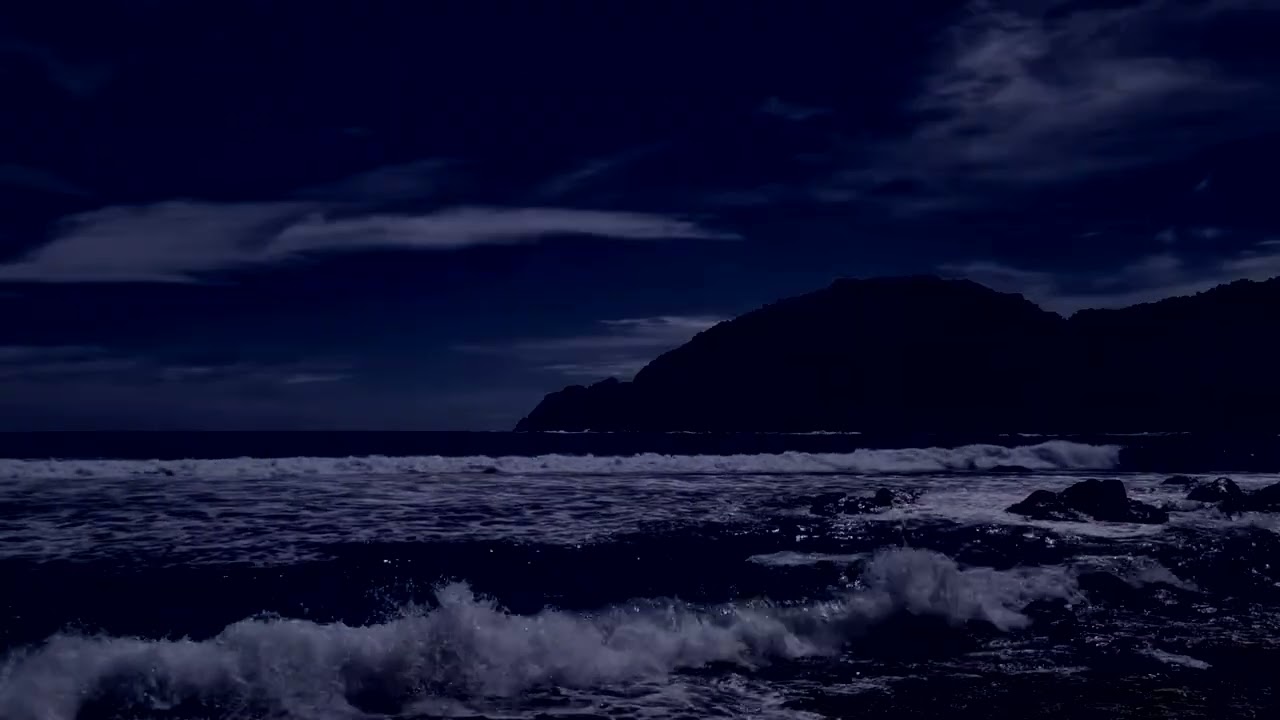 Midnight Beach Ambience for Sleep | A Quiet Sea Whispering Peace