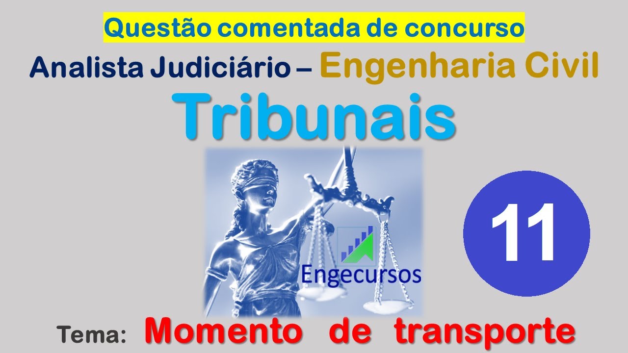 Questão de concurso dos Tribunais - ENG CIVIL. Momento de transporte. Concurso TJ/MS 2024