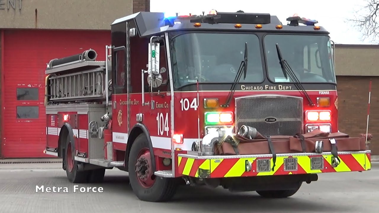 “Rare”Chicago Fire Dept Engine 104 Responding