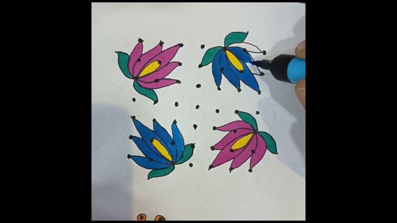🧿 అందమైన 2 రెండు పూల ముగ్గులు 🌷🌿 🪔 beautiful simple flowers kolam muggulu Rangolis 🌺☘️