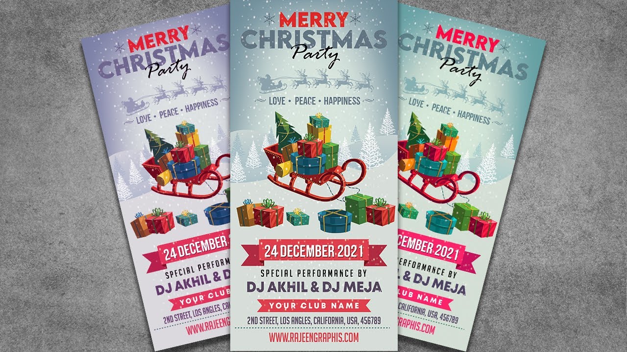 Merry Christmas Party DL Flyer Design in Photoshop 2021