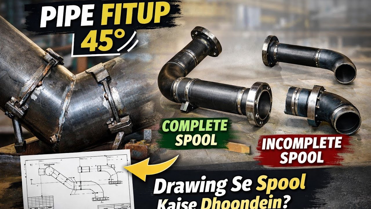 Pipe Fitup in 45 Degree || Complete & Incomplete Spool || Drawing se Spool Kaise Dhoondein