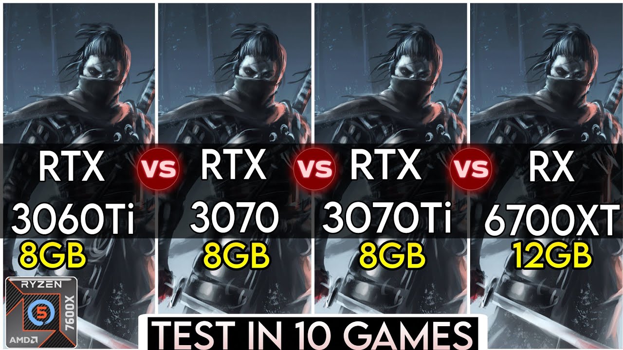 RTX 3060 Ti vs RTX 3070 vs RT 3070 Ti vs RX 6700 XT - Test In 10 Games 2K/1440P