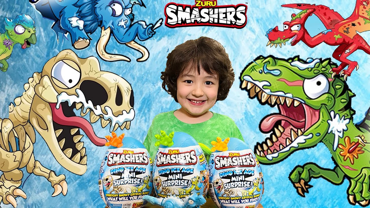 Emin unboxes ICE AGE DINO SURPRISE EGGS | TOOTHY | Zuru Smashers Dinosaur Surprise Toys