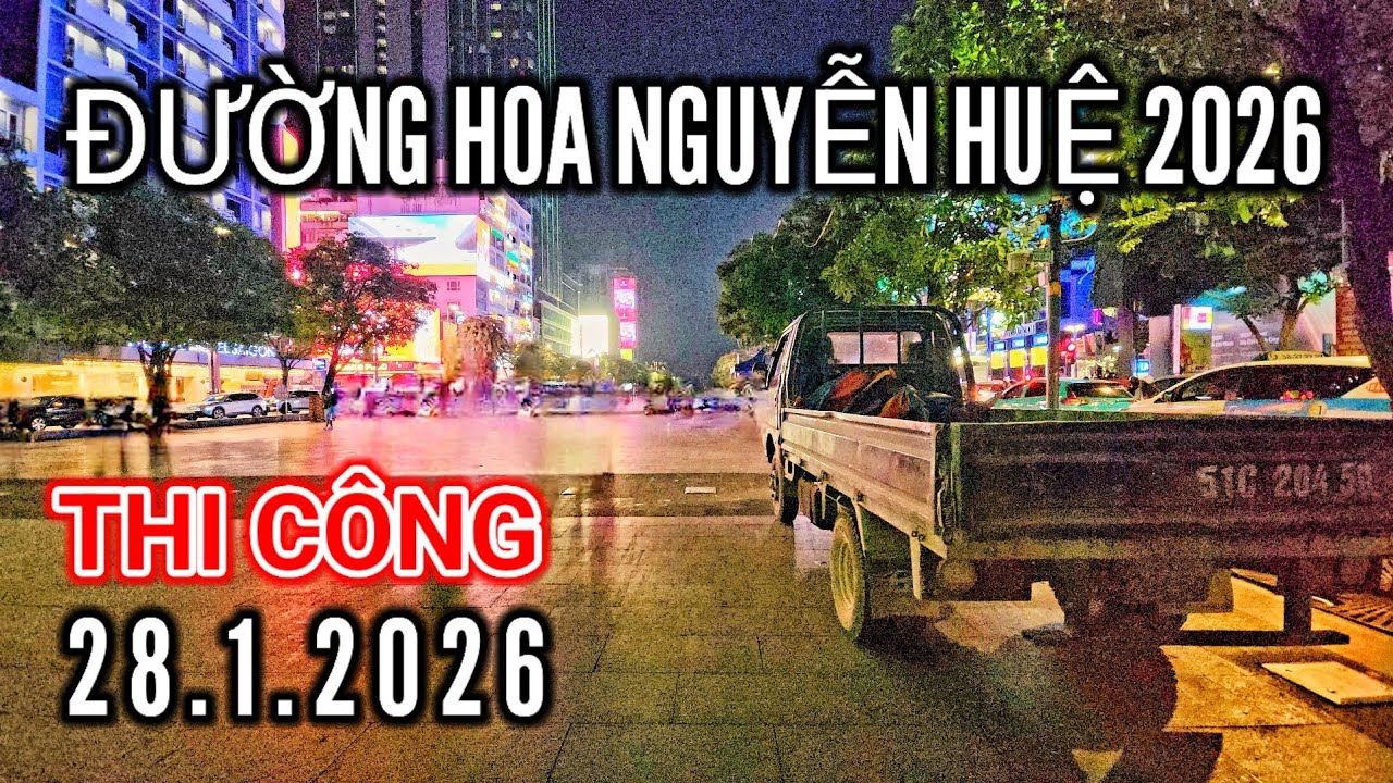 Cận cảnh thi công Đường Hoa Nguyễn Huệ 2026 Tết Bính Ngọ | Phố Đi Bộ Sài Gòn 4K