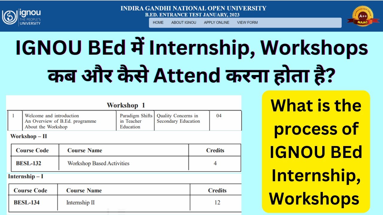 IGNOU BEd Internship and Workshops | How to Complete the IGNOU BEd Internship and Workshops