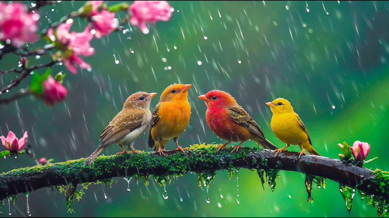 Healing Nature Atmosphere 🌧️🐦💛 Rain Sounds, Birds & Piano for Stress Relief