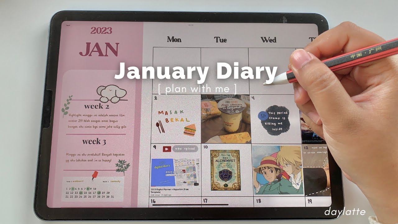 January 2023 Digital Diary | Plan With Me | Monthly Planner + Free Sticker