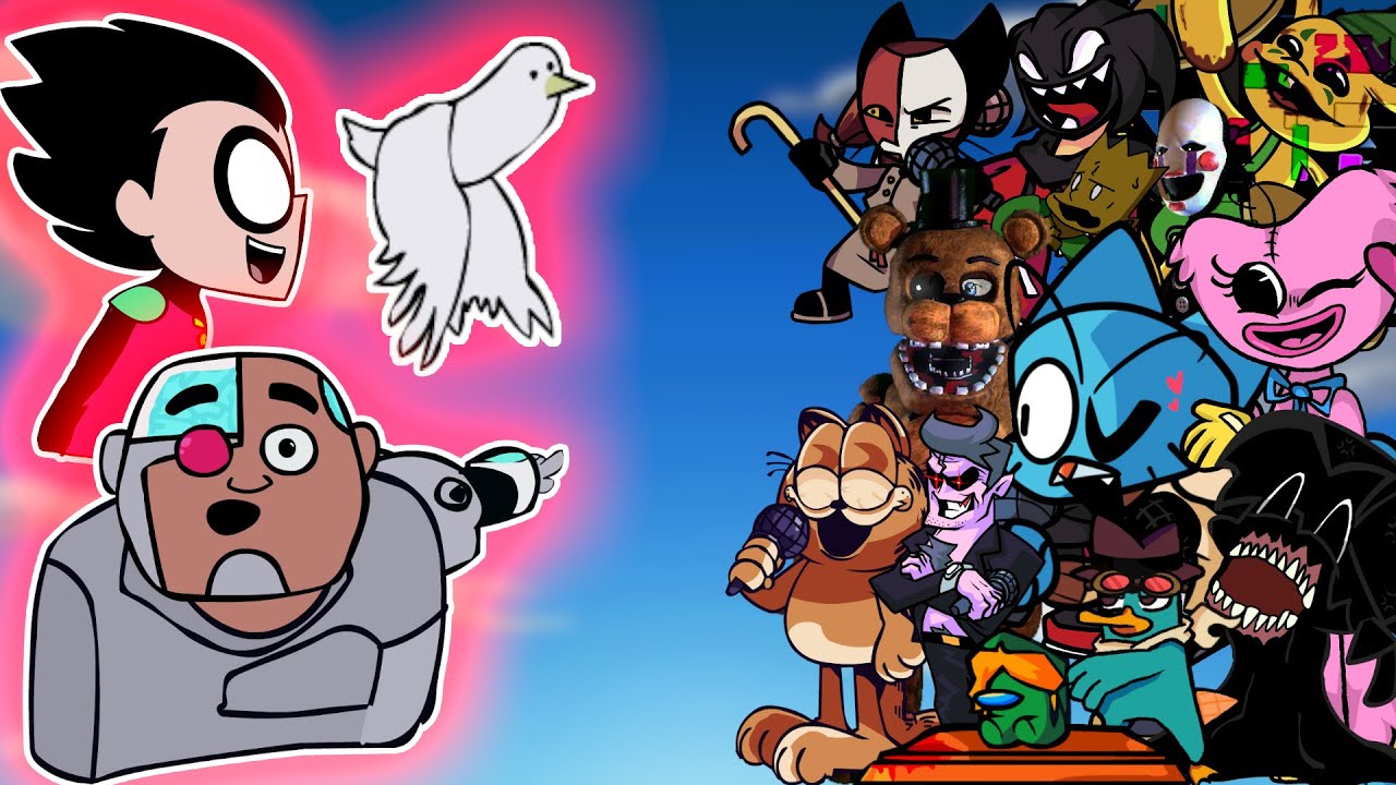 FNF Catch It(Vs Cyborg) But Different Characters Sing It Everyone Vs Birdie V2(Guys Look, A Birdie!)
