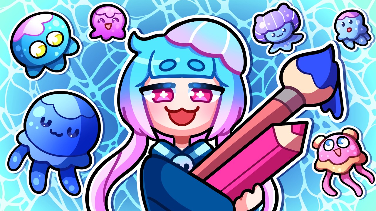 Sunnyzinha desenhando com os membros no Roblox