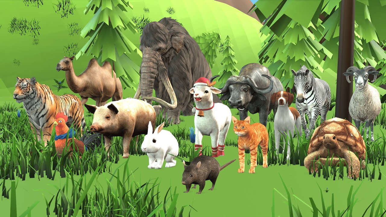 Long Slide Game with Cow Elephant Gorilla Hippopotamus Tiger 3d Animal Game Funny 3d Animals