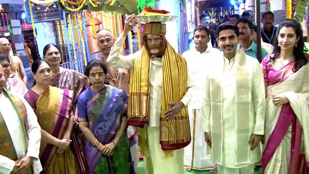 CM Chandrababu Naidu offering Pattu Vastralu to Lord Sri Venkateswara Swamy