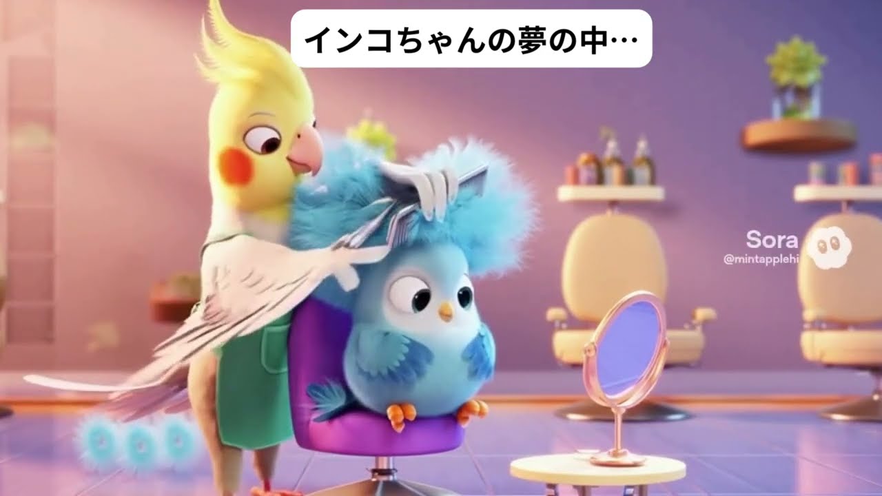 【初夢】キュートな水色🩵インコちゃんの一日