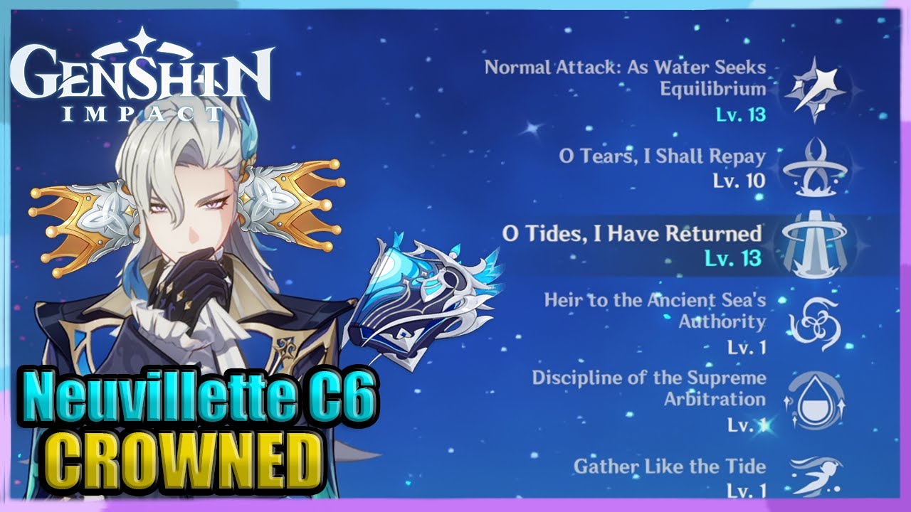 C6 Neuvillette + R5 Tome of the Eternal Flow Crowned Showcase | Genshin Impact