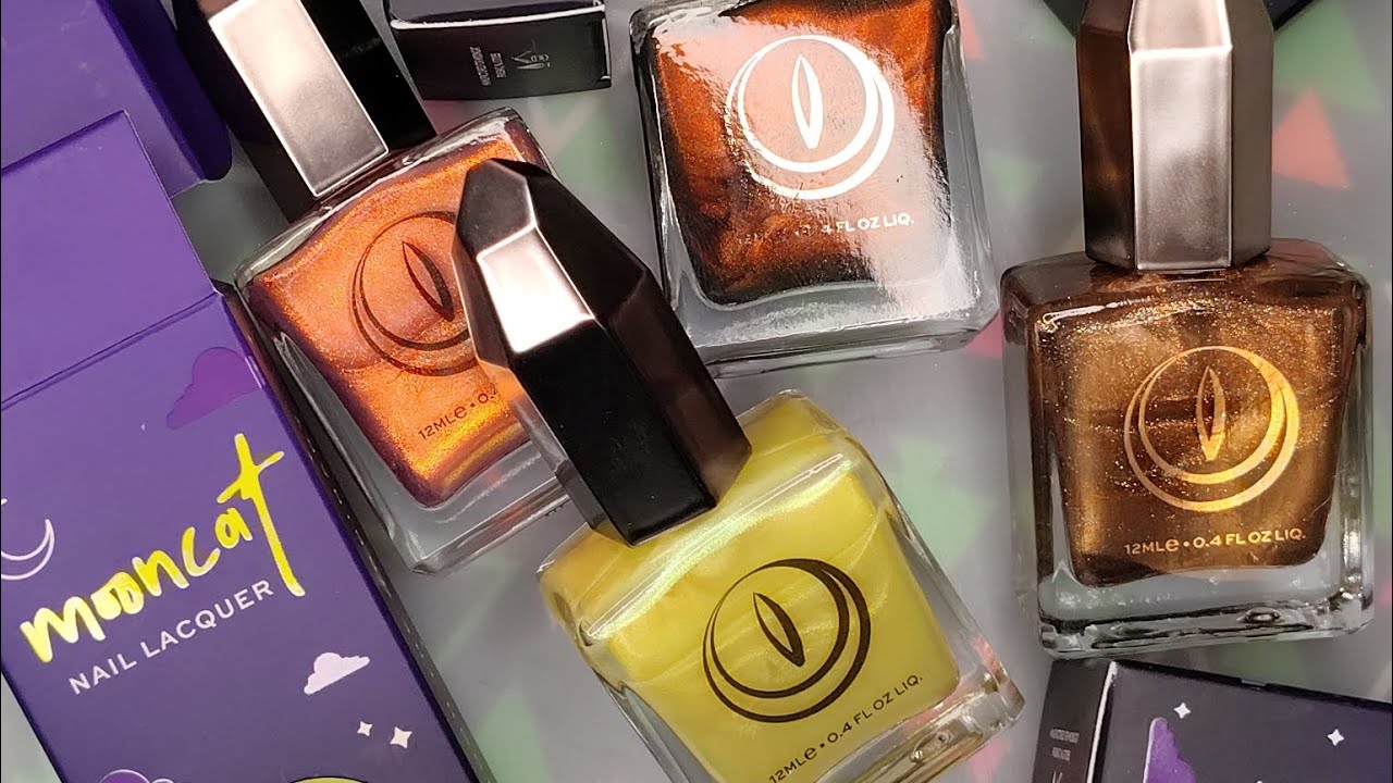 Swatching 4 yellow, orange, & bronze mooncat nail polishes 💛🧡🤎