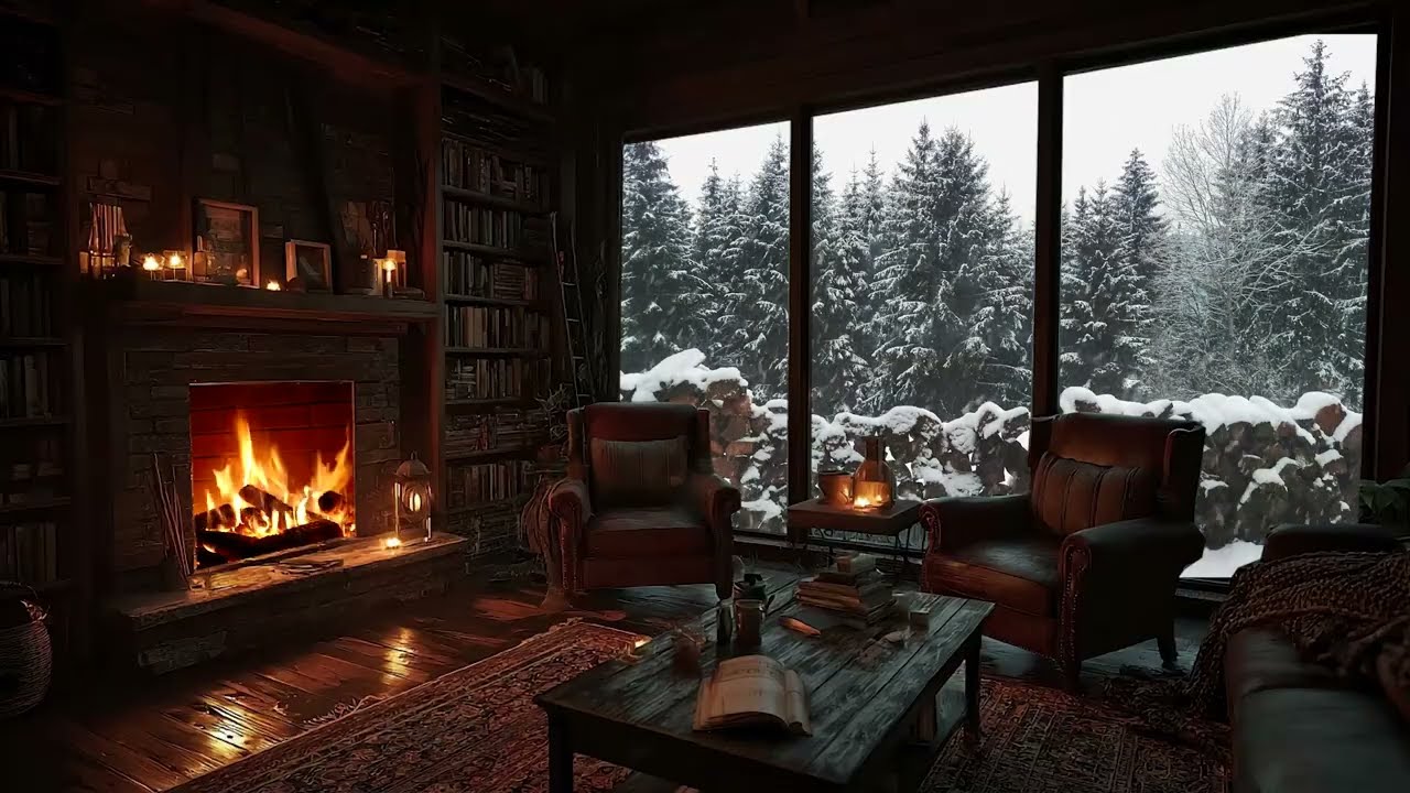 Winter Daylight Serenity ❄️ Cozy Fireplace & Soft Piano For Study And Relaxation