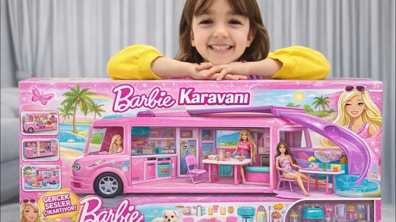 BARBİE EVCİLİK VİDEOLARI BARBİE KARAVANI AÇILIŞI BARBİE  KARAVAN DÜZENLEME