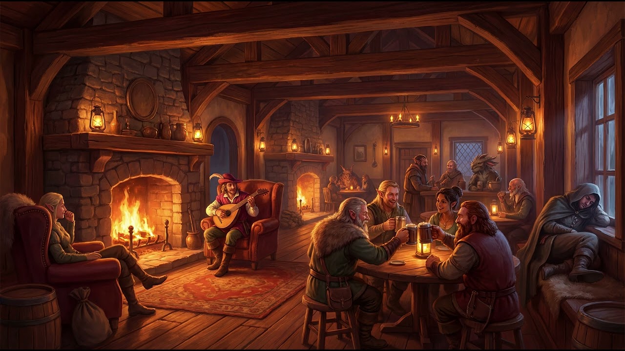 Rest at the Tavern 🔥 Warm Fantasy Music for Study & Focus