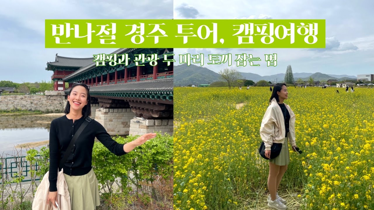 🚘 서울에서 경주까지 반나절 경주투어  (feat.캠핑여행) | 맛집 &인생샷 스팟 | 용산회덮밥, 불국사 겹벚꽃, 대릉원 유채꽃, 영양숯불갈비, 월정교 돌다리