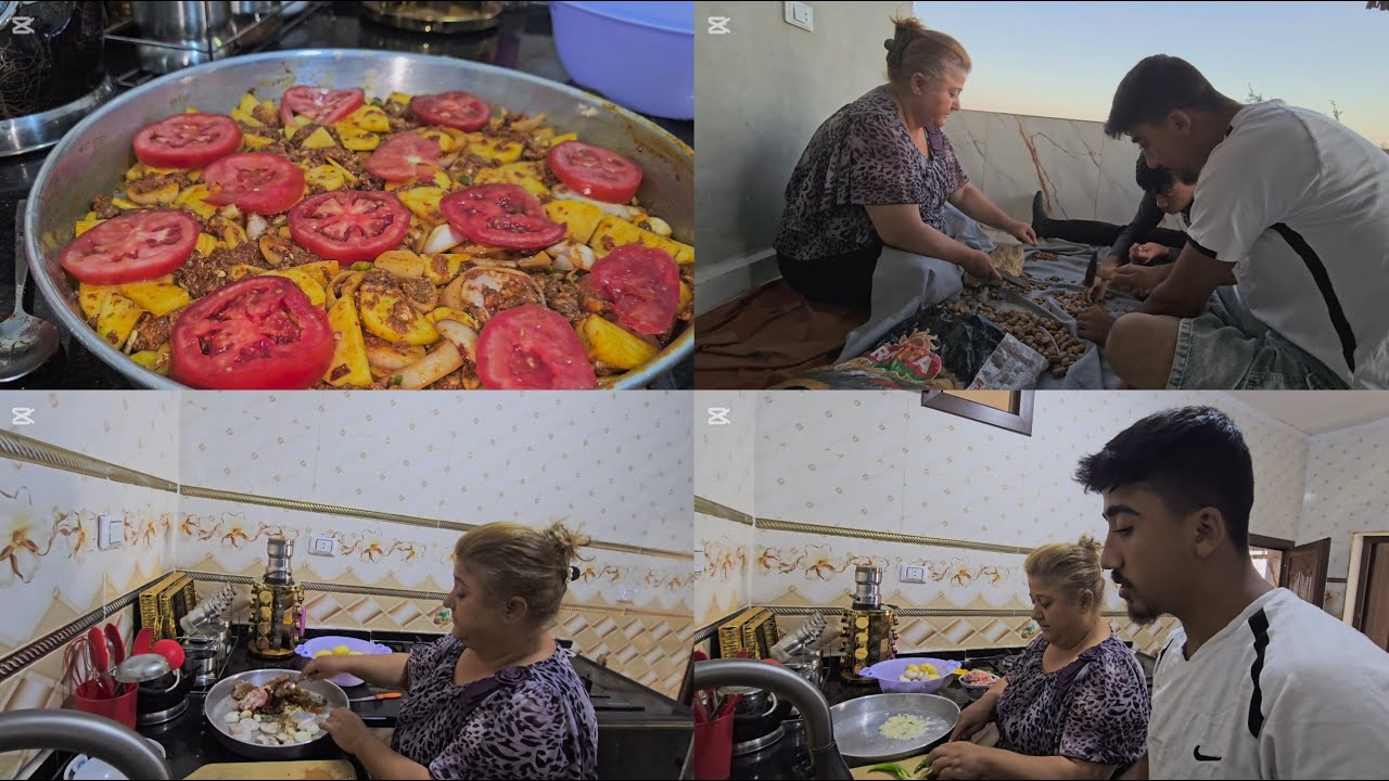 طبخي اليوم صينية بطاطا بلحم الخاروف وعملت حشوة المكدوس