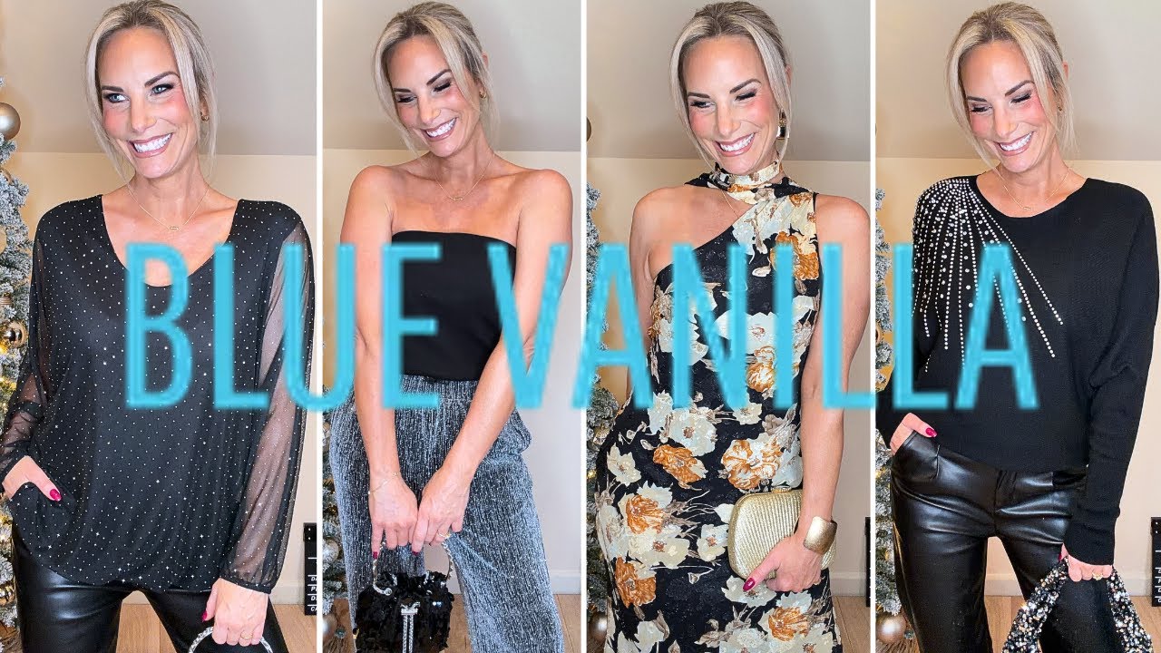 CHRISTMAS PARTYWEAR BLUE VANILLA HAUL NEW LOOK YEARS EVE GLITTER SEQUIN DISCOUNT UK HIGHSTREET