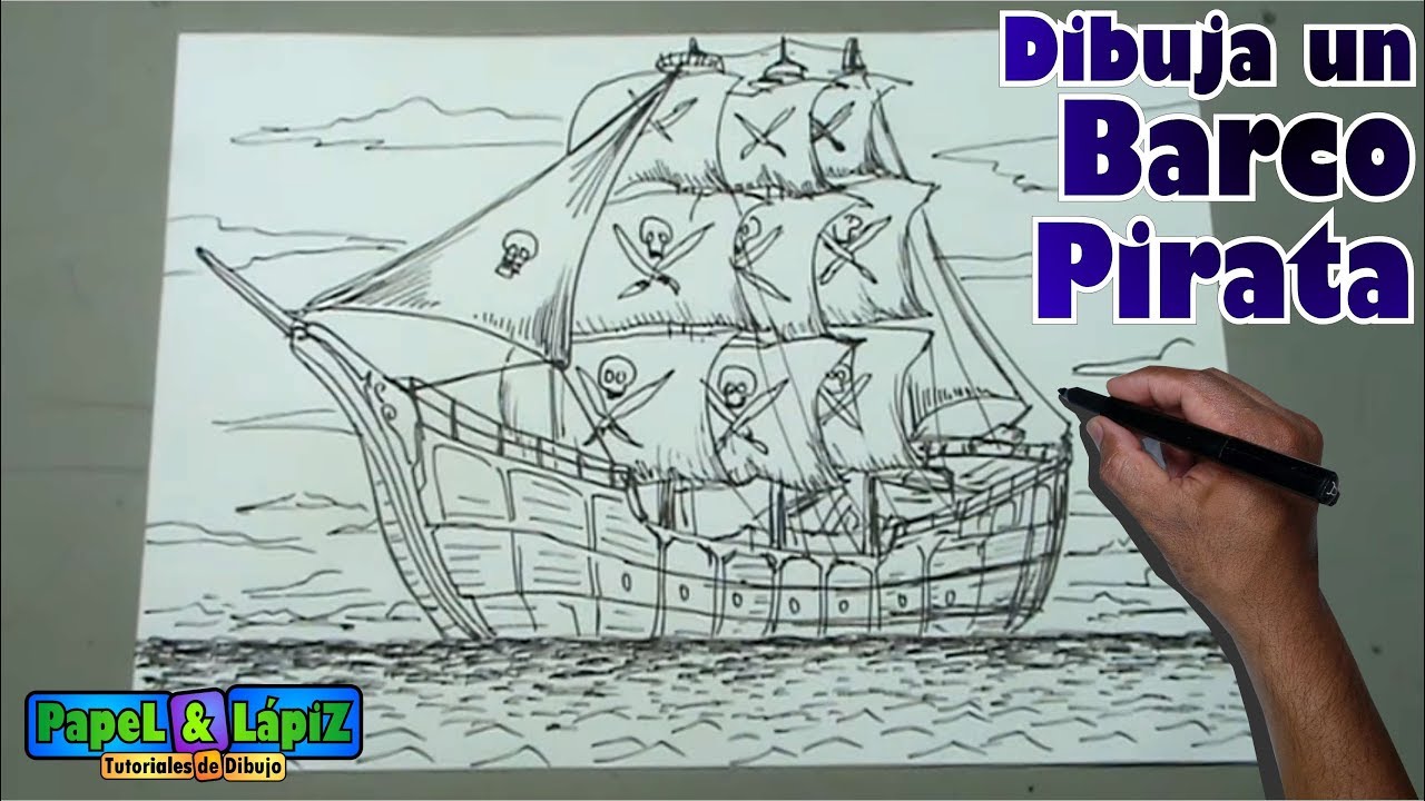 Cómo dibujar un barco pirata paso a paso - pirate ship drawing