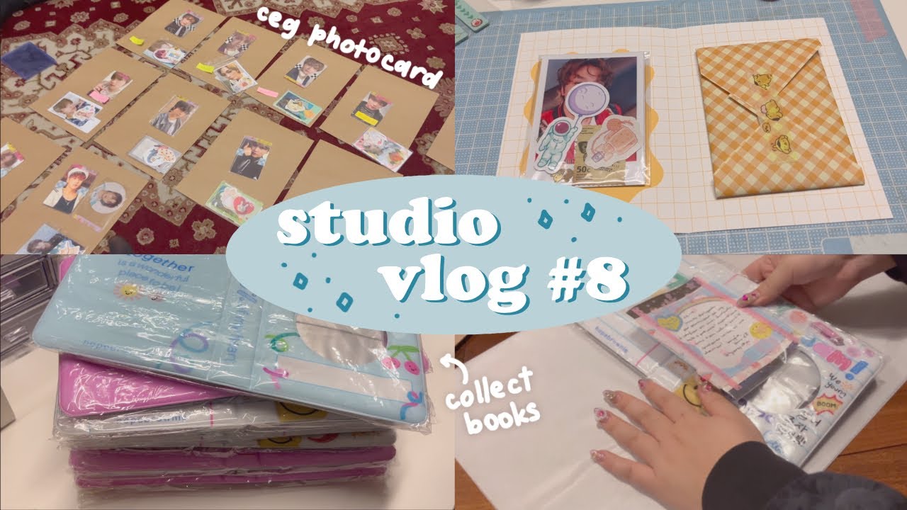 studio vlog #8: embalando cegs (compras em grupo) de photocards e collect books | daniela kang
