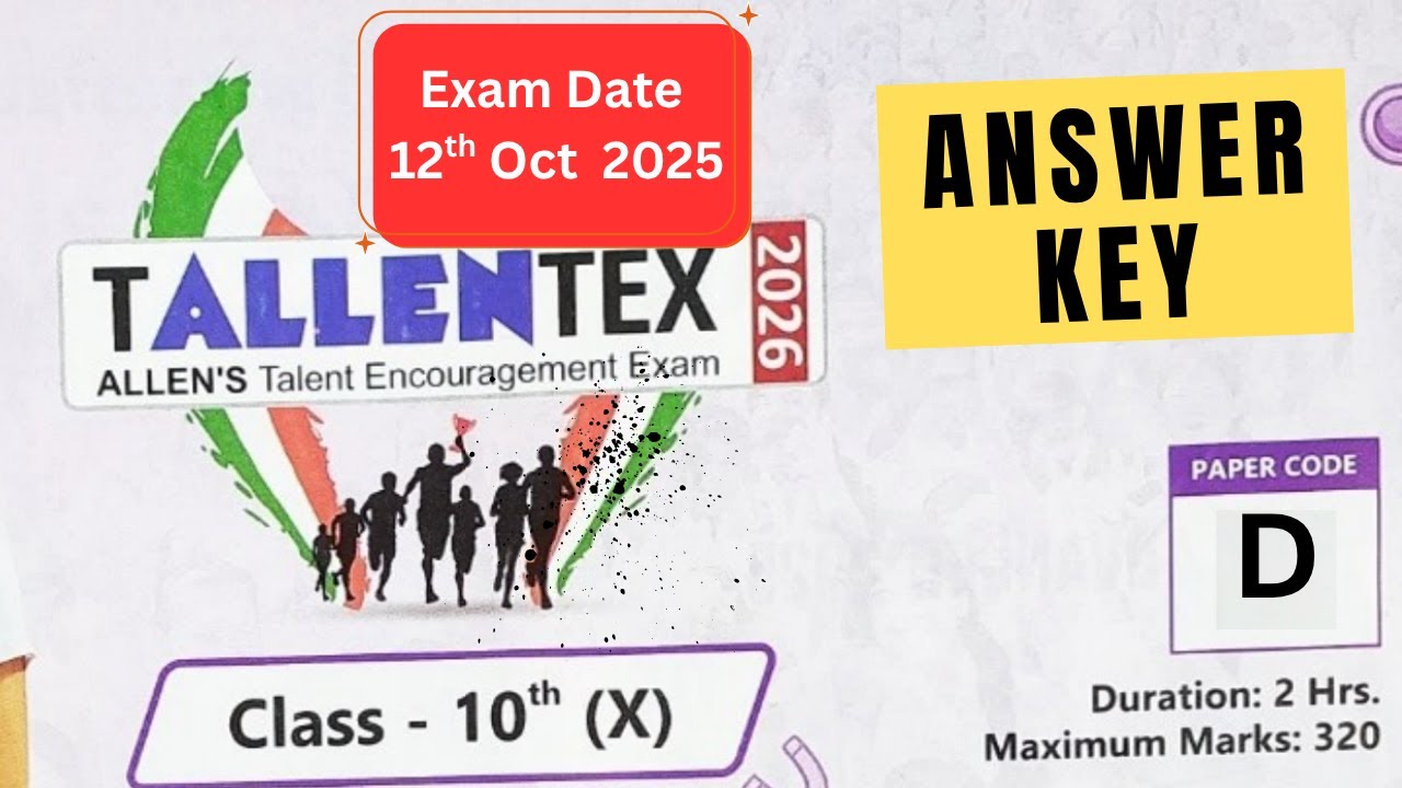 TALLENTEX 2026 Class 10 (12th Oct 2025) | Answer Key Full Paper Solution