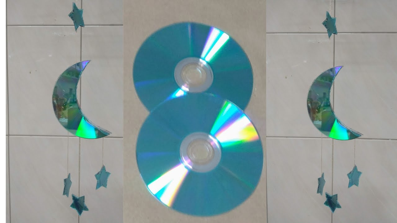 COMO FAZER SINO DOS VENTOS COM CDs - ARTESANATO COM CDs - MEIA LUA COM CDs