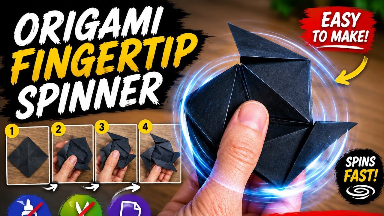 Paper Spinner Origami That Spins Super Fast! ⚡ | Easy & Satisfying