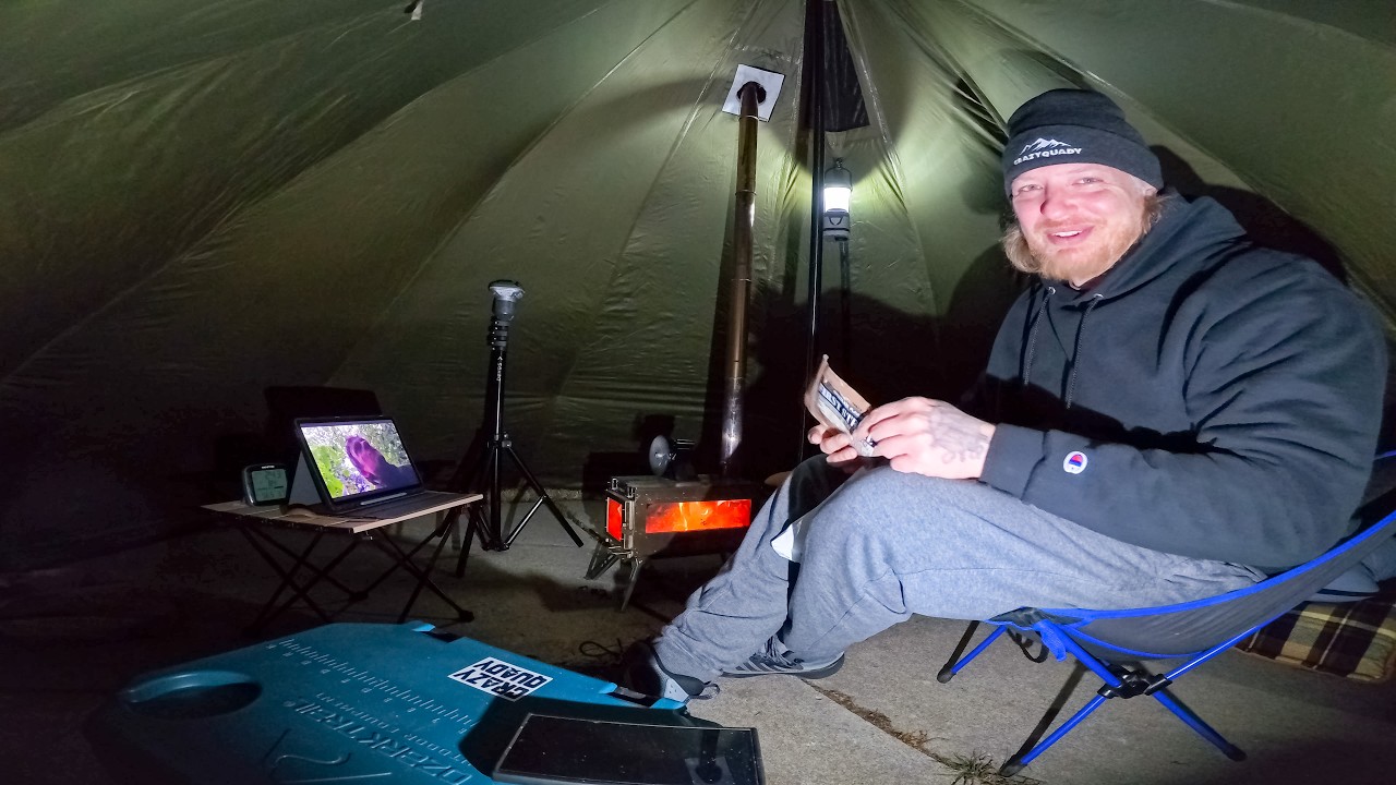 Hot Tent Camping in Freezing Weather with a Tiny Wood Stove