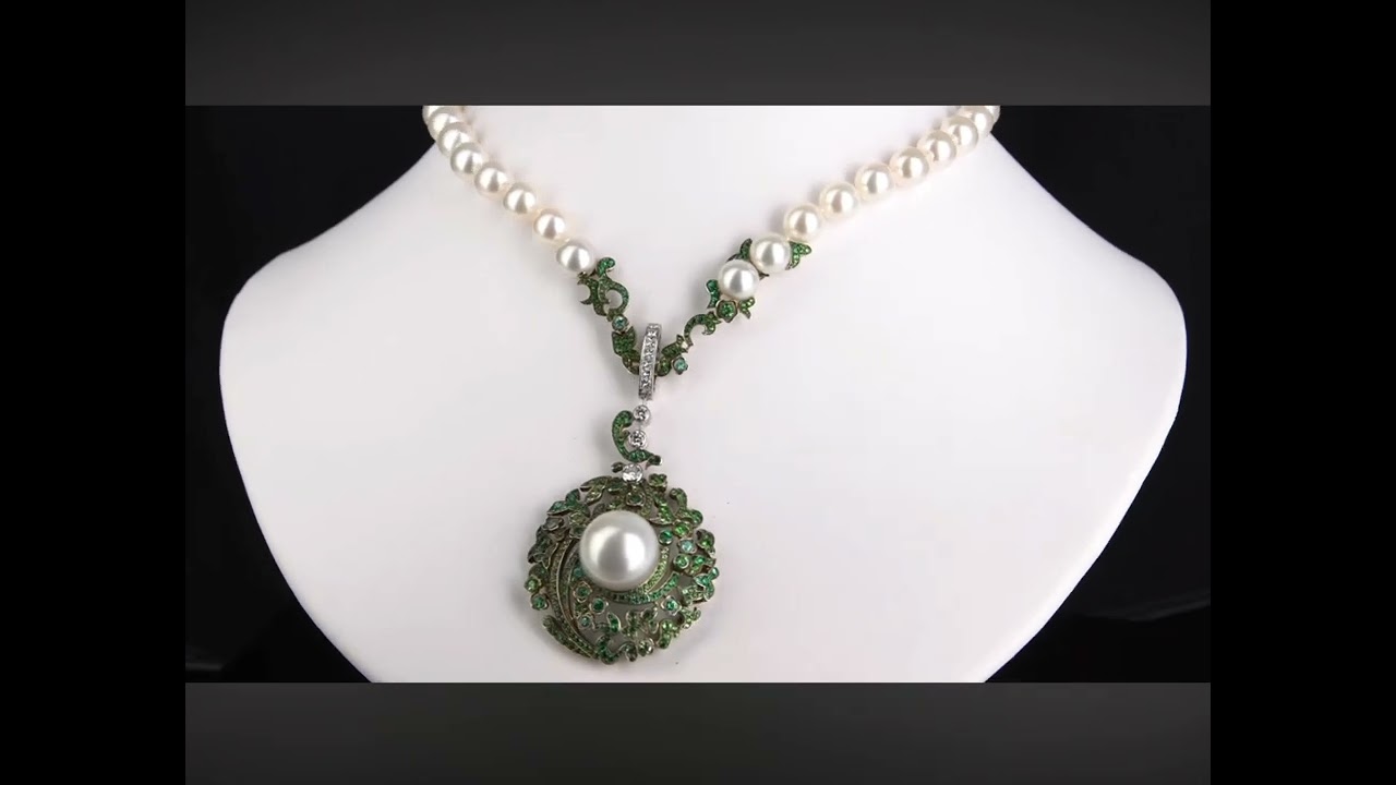 CHANEL Pearl Paraiba Tourmaline Diamond 18k White Gold Ring & Pendant Necklace  | PA 🇺🇸