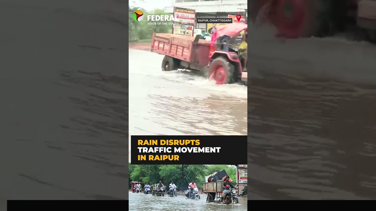 Rain disrupts traffic in Raipur as key road gets flooded | #shorts