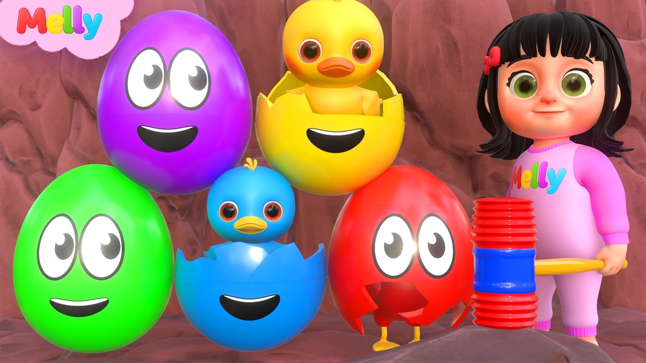 Melly Explores Colorful Surprise Eggs | Yes Yes Playground Song | Melly Nursery Rhymes & Kids Songs