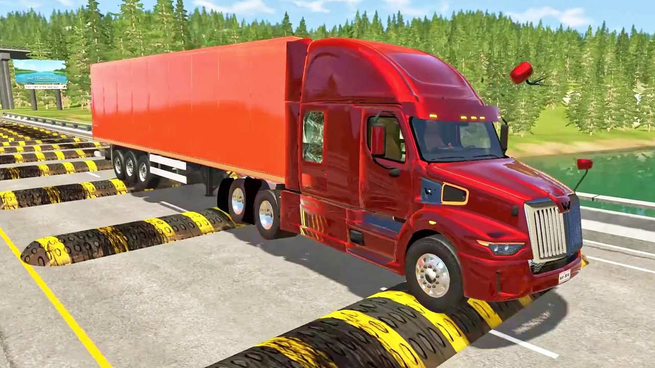 Trucks Vs 100 Massive Speed Bumps #1 in BeamNG.Drive