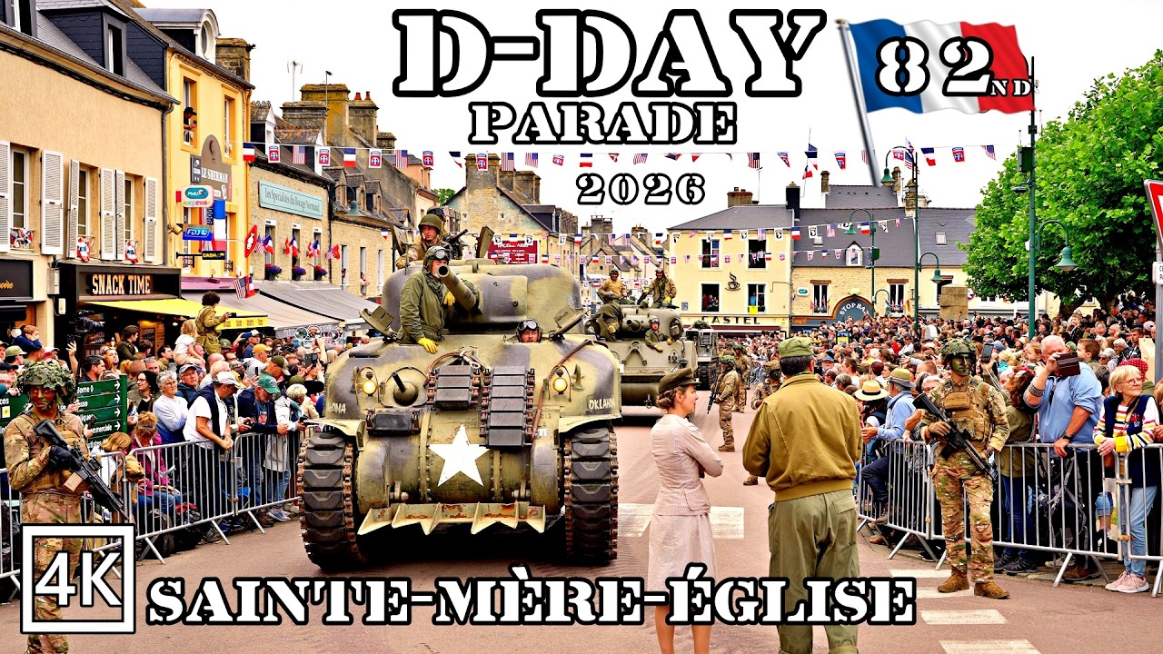 Grand Military Parade Sainte-M&egrave;re-&Eacute;glise | 🇫🇷 82nd D-DAY | Normandy France 4K 60 fps