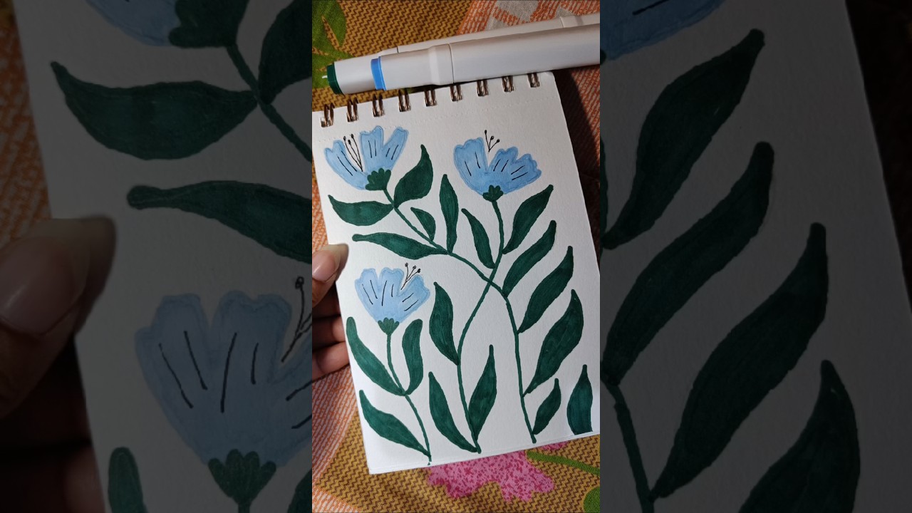 "Blue Botanical Doodle ✨🩵"