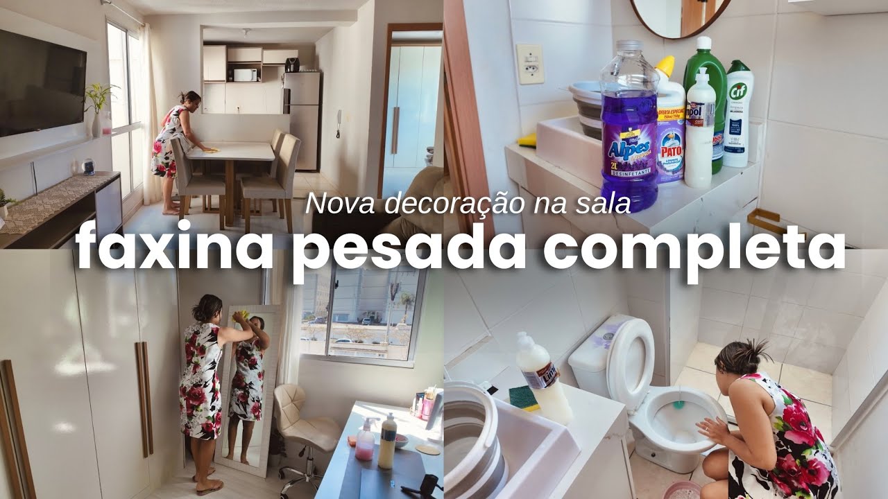 DIA DE FAXINA PESADA COMPLETA🏠✨decoração nova na sala, produtos de limpeza que uso, tudo limpinho