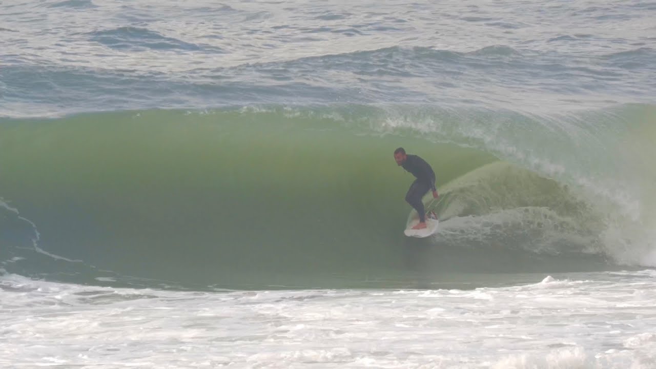 Scary evening session! Thursday evening Tal Esseig pipes and friends Surfing Israel Storm 10.2.22