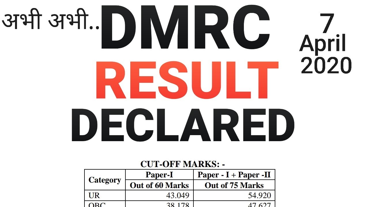 DMRC RESULT DECLARED 2020 VARIOUS POST CODE LINK IS IN DESCRIPTION 7/April/2020