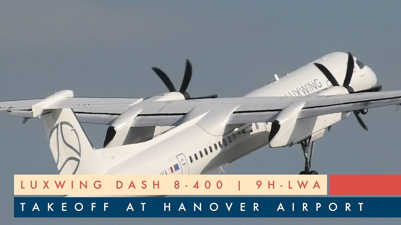 [4K] Luxwing Dash 8-400 | 9H-LWA | Takeoff at Hannover Airport | 29.09.25