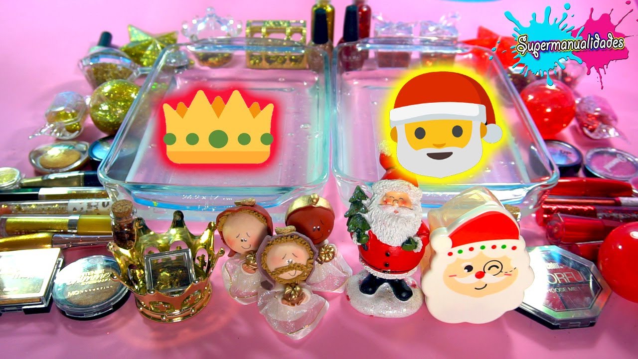 Mezclando Slime de Reyes magos VS Santa Claus - Supermanualidades