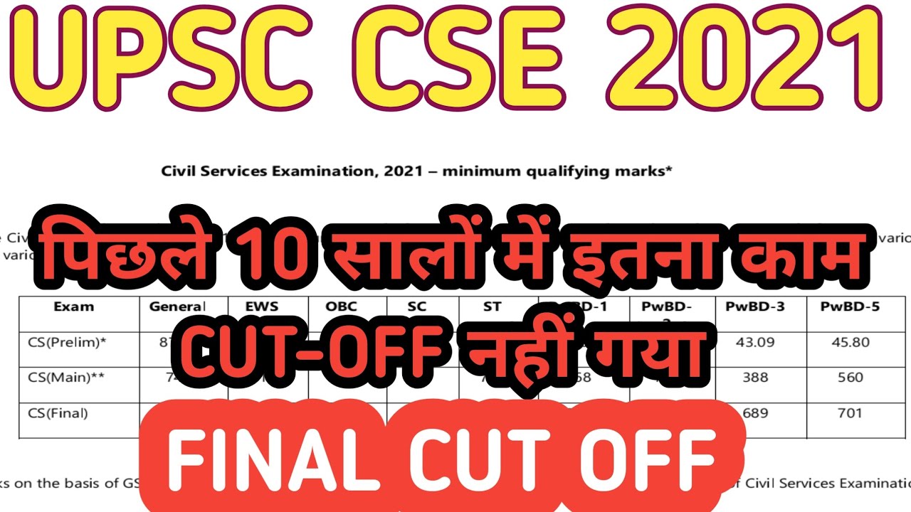 OUT :- पिछले 10 साल में सबसे कम कटऑफ  UPSC CSE 2021 FINAL RESULT | UPSC CSE 2021 CUTOFF
