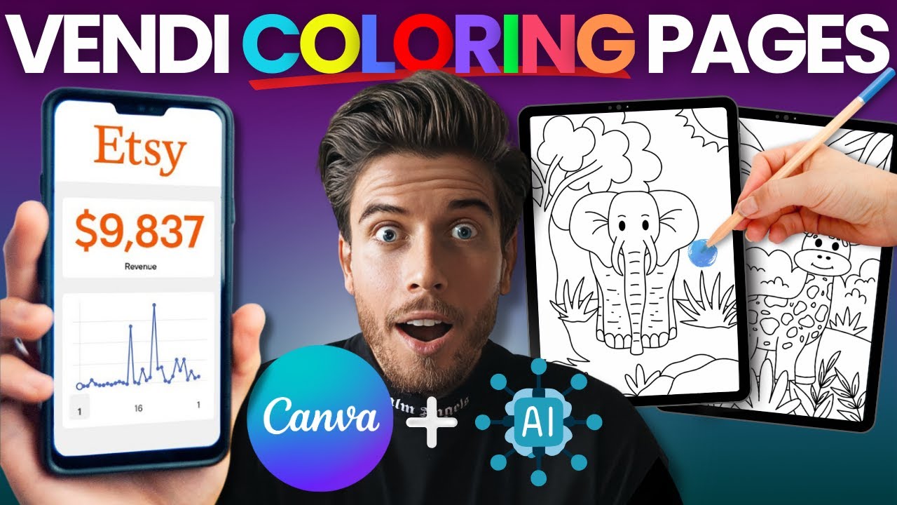 🔵 Crea PAGINE da COLORARE con CANVA e AI in 10 Minuti da Vendere su ETSY