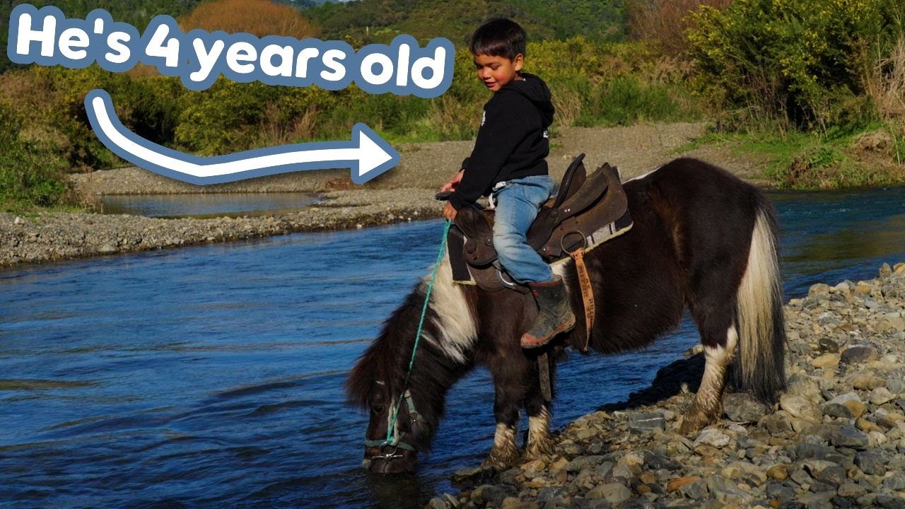 Riding ponies at 4 years old!