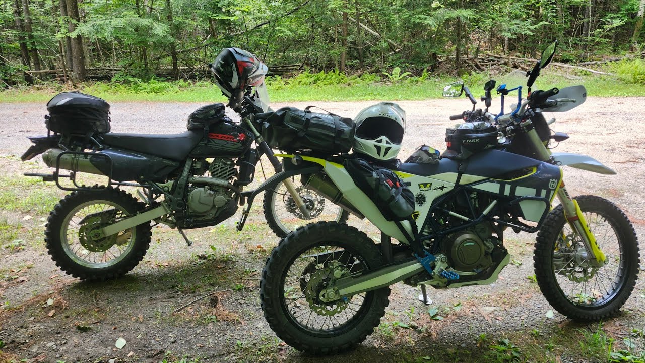 Husqvarna 701 Enduro and DR650 on NH Flatlander trail,  Aug 2024