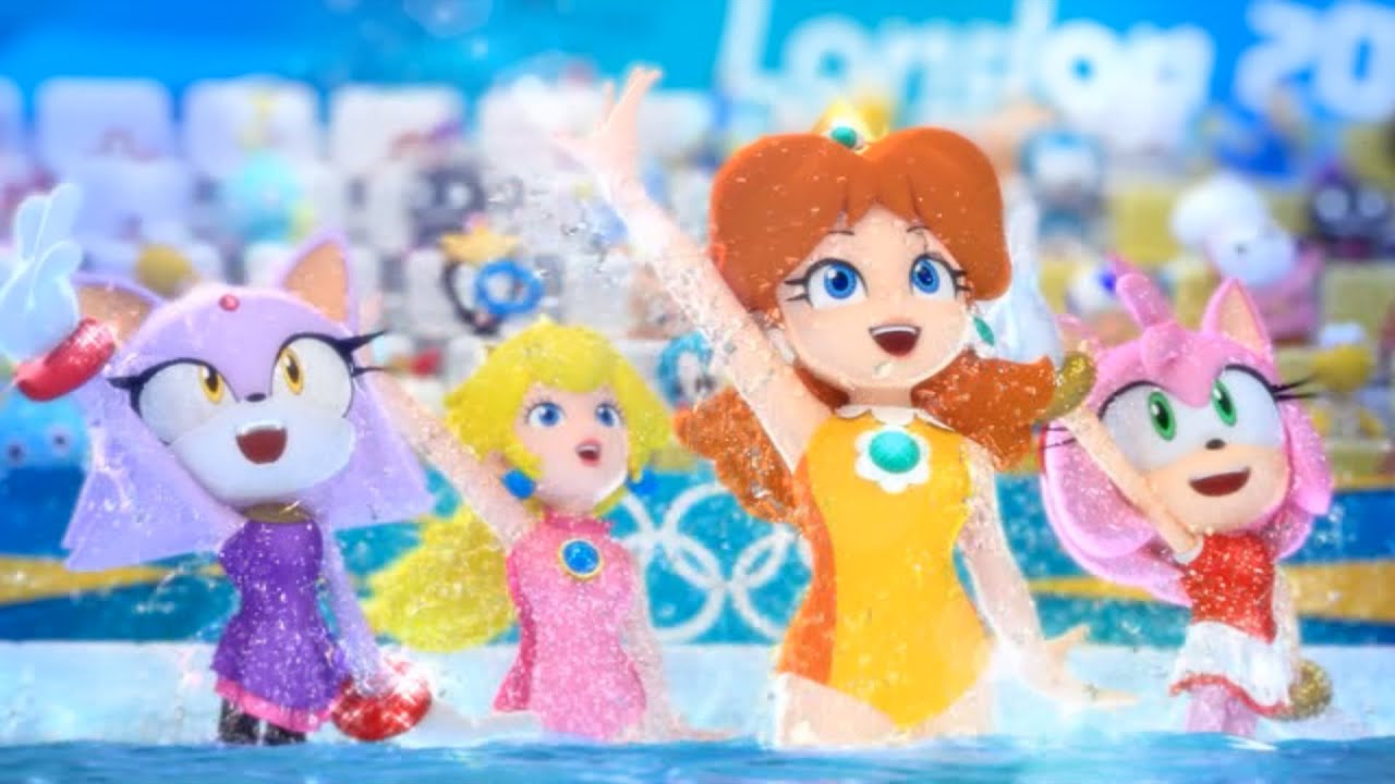 Mario & Sonic at the London Olympic Games 2012 - Team Daisy Failing synchronized Swimming