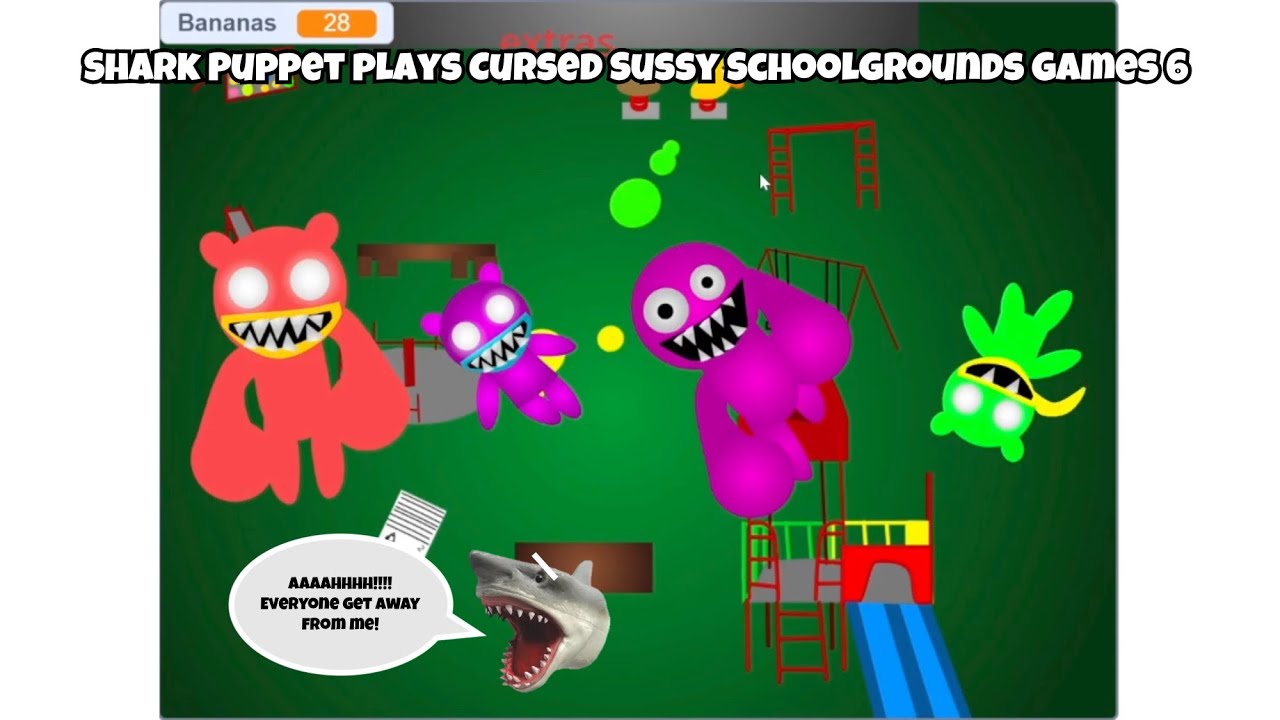 Фильм SB: Акула Паппет играет в Cursed Sussy Schoolgrounds Games 6!