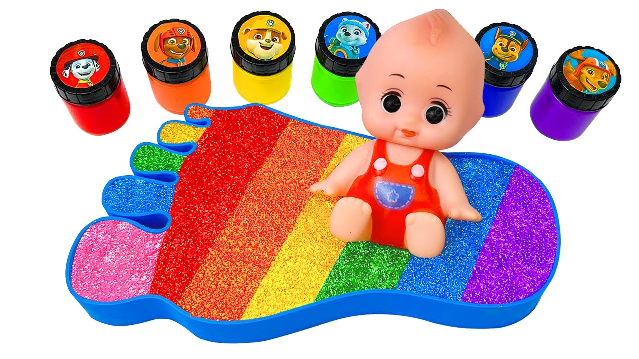 Satisfying Video l How To Make Rainbow FOOTS SLIME Bathtub FROM Mixing GLITTER& Paints Cutting ASMR